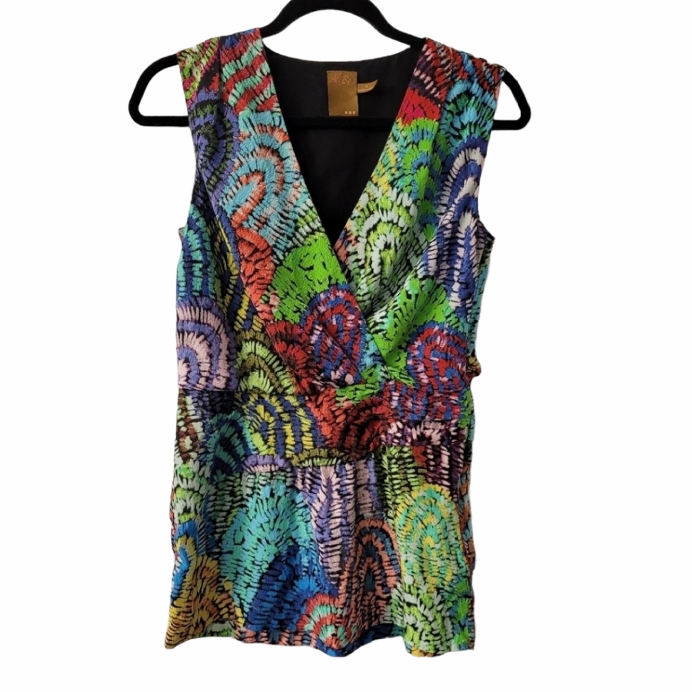 Women's Soft Silk Patterned Textured Tank Top Sz 2